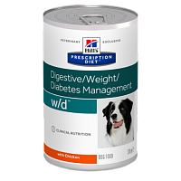 Вет. консервы W/D для собак лечение сахарного диабета, запоров, колитов, Hill's (Хиллс) Prescription Diet Canine W/D Digestive/Weight/Diabetes Management with Chicken